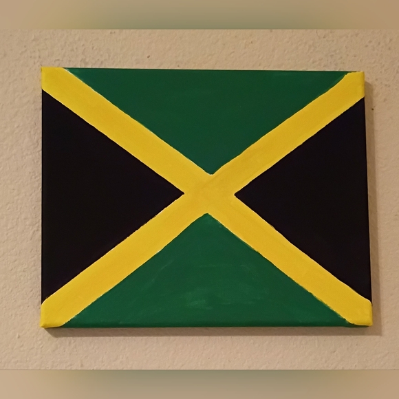 Jamaican Flag Stretched Canvas Art 8x10" Wall Decor - Picture 1 of 3